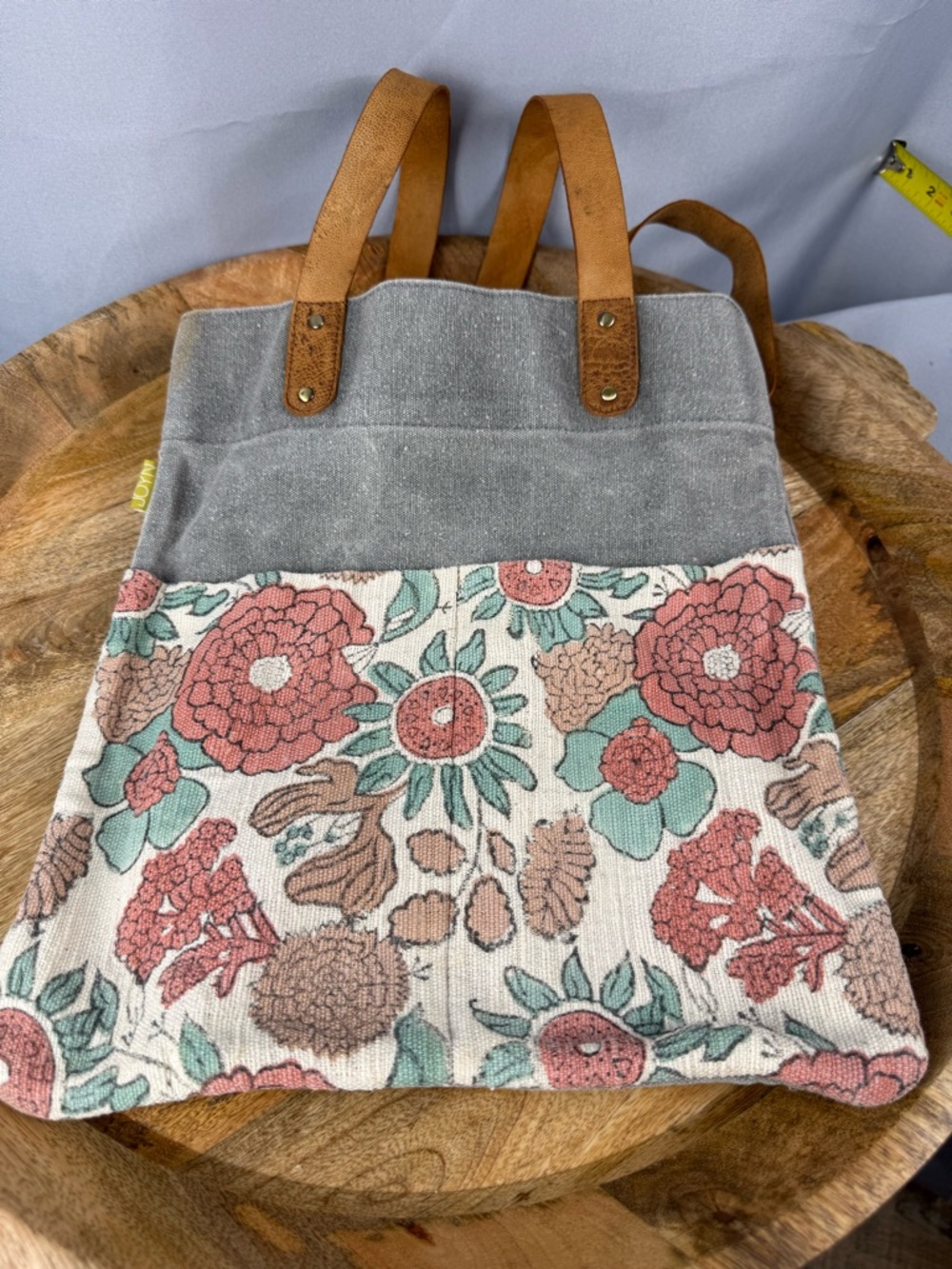 Joyn Floral Boho Canvas Tote Leather Straps